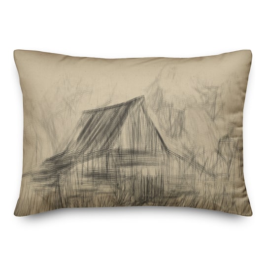 Sketch Barn Fall Throw Pillow